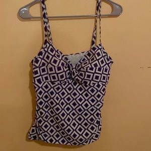Purple & white tankini top